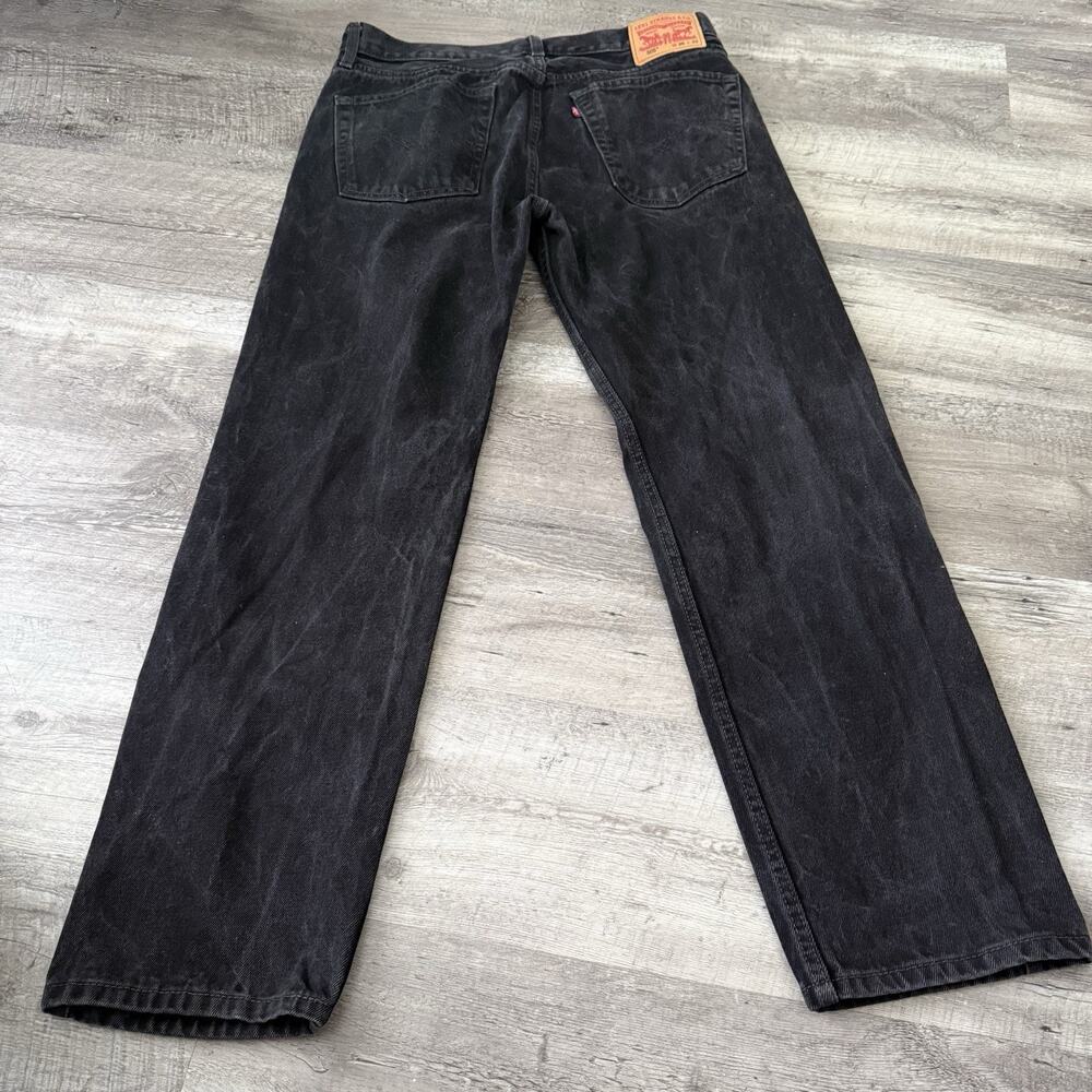 Levi’s 505 Straight Leg Jeans Mens 36x32 Black Distressed Red Tab 5-Pocket Denim